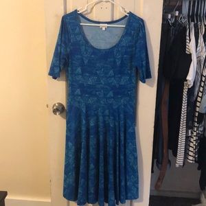 Lularoe Nicole blue triangle patterned dress